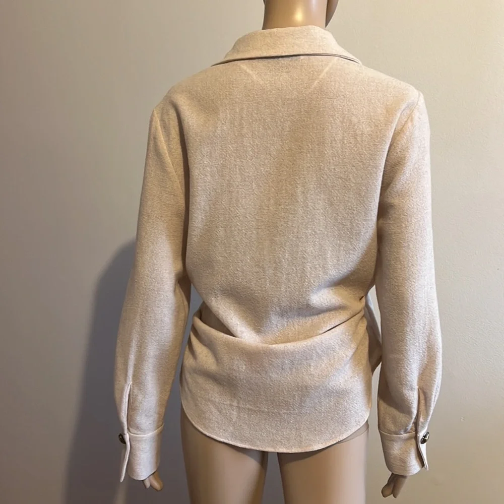 Zara Wool Blend Wrap Long Sleeve Side button Top Size S - Picture 12 of 15